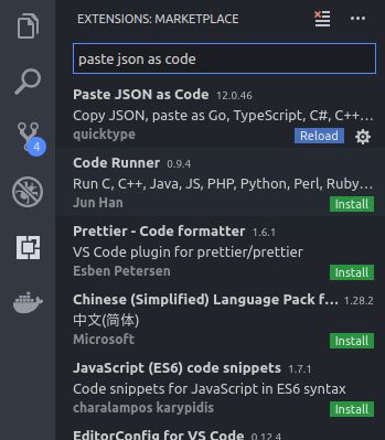 程序员延年益寿的VSCODE神器 —— Paste JSON as Code